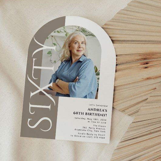 Minimal SIXTY Arch Foto 60. Geburtstag Einladung