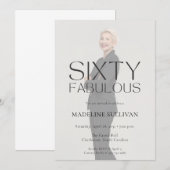 Minimal Sixty Fabulous 60th Photo Birthday Party Einladung (Vorne/Hinten)