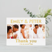 Minimal Skript 4 Foto Hochzeit danke Karte (Stehend vorne)