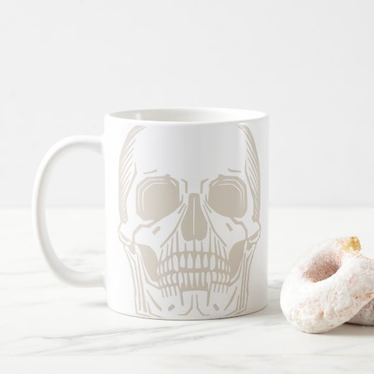 Minimal Skull-Kaffee erste Tasse (Mit Donut)