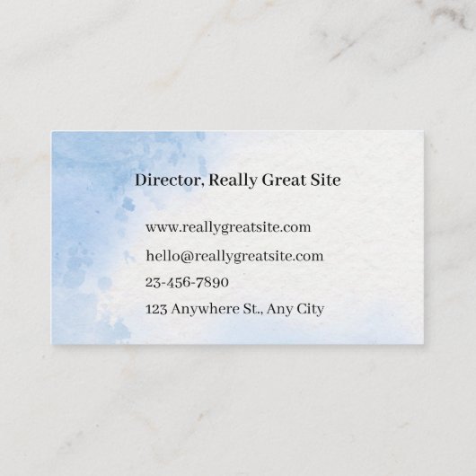 Minimal Sky Blue Business Card Visitenkarte (Rückseite)