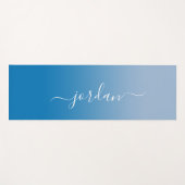 Minimal Sky Blue Gradient White Script Name Yogamatte (Vorderseite (Horizontal))