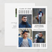 Minimal Sleek Graduate DANKE 5 Fotos Schwarz (Vorne/Hinten)