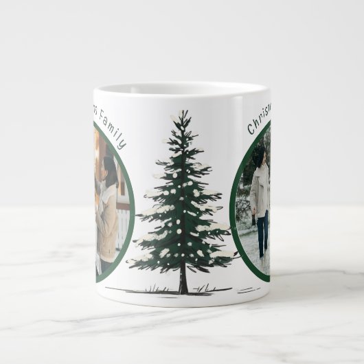Minimal Snow Christmas Tree Winter Holiday Jumbo-Tasse (Vorderseite)