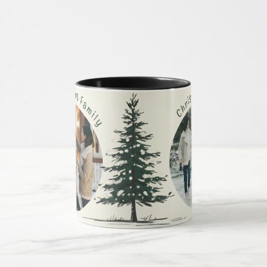 Minimal Snow Christmas Tree Winter Holiday Tasse (Zentrum)