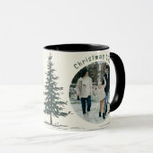 Minimal Snow Christmas Tree Winter Holiday Tasse (VorderseiteRechts)