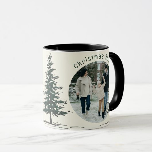 Minimal Snow Christmas Tree Winter Holiday Tasse (VorderseiteRechts)