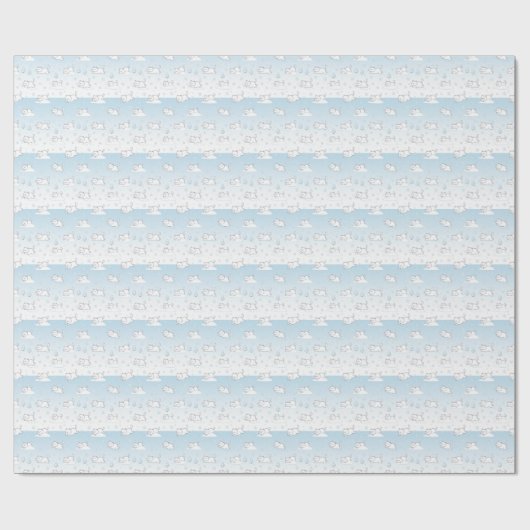 Minimal Snowflake White Cats Winter Blue & White Geschenkpapier (Flach)