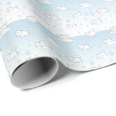 Minimal Snowflake White Cats Winter Blue & White Geschenkpapier (Rolleneckpunkt)