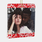 Minimal Snowflakes Frame | Merry and Married Photo Keramikornament (Rechts)