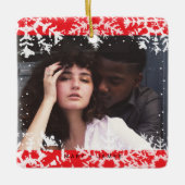 Minimal Snowflakes Frame | Merry and Married Photo Keramikornament (Vorderseite)