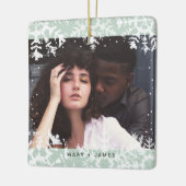 Minimal Snowflakes Frame | Merry and Married Photo Keramikornament (Links)