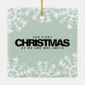 Minimal Snowflakes Frame | Merry and Married Photo Keramikornament (Rückseite)