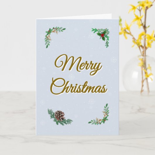 Minimal Snowy Christmas Folded Greeting Card Karte (Gelbe Blume)