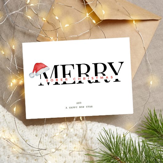 Minimal Sobriety Merry Sober Weihnachten Karte