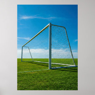 Minimal Soccer Goal on Open Green Field Poster