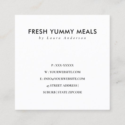 MINIMAL SOFT BLUE GRAU POT KOCH CATERING QUADRATISCHE VISITENKARTE (Rückseite)