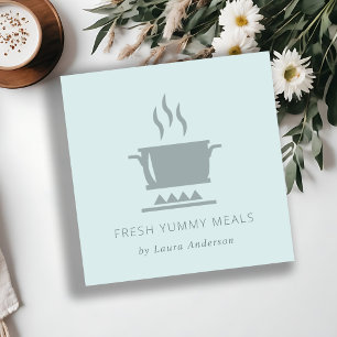 MINIMAL SOFT BLUE GRAU POT MEAL KOCH CATERING QUADRATISCHE VISITENKARTE