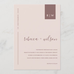 MINIMAL SOFT BLUSH PINK PEACH TYPOGRAPHY WEDD EINLADUNG