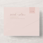 MINIMAL SOFT PASTEL BLUSH DUSKY PINK WEDING ALL I IN ONE EINLADUNG (Rückseite)