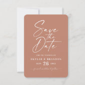 Minimal Solid Clay Terracotta Colour Wedding Save The Date (Vorderseite)