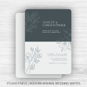 Minimal Space Gray Foliage Kontur Hochzeit Einladung