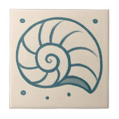 Minimal Spirale Muschel Ozean Art Tile Fliese (Vorderseite)