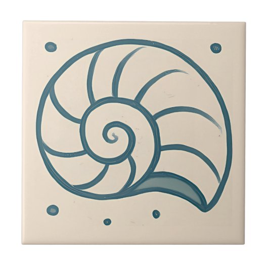 Minimal Spirale Muschel Ozean Art Tile Fliese (Vorderseite)