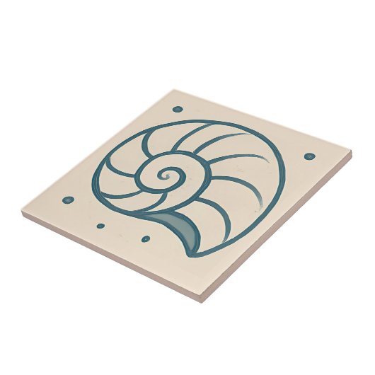 Minimal Spirale Muschel Ozean Art Tile Fliese (Seite)