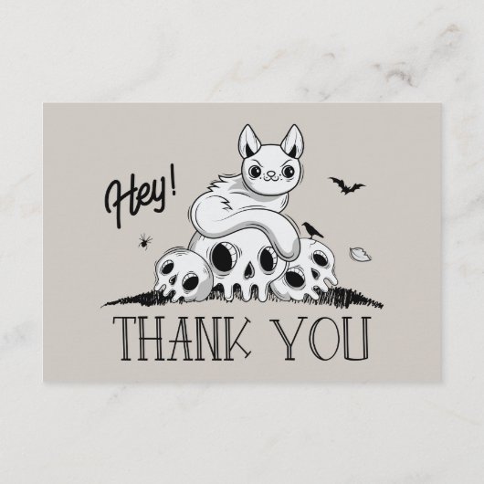 Minimal Spooky Niedlich Halloween Danke Ghost Cat (Rückseite)