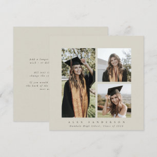Minimal Square Beige Rahmen Triple Foto Abschluss Ankündigung