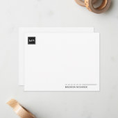 Minimal Square Monogram Black Chic Typografie Mitteilungskarte (Vorderseite/Rückseite Beispiel)
