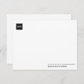 Minimal Square Monogram Black Chic Typografie Mitteilungskarte (Vorne/Hinten)