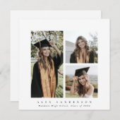 Minimal Square White Frame Triple Foto Abschluss Ankündigung (Vorne/Hinten)