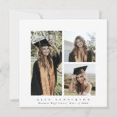 Minimal Square White Frame Triple Foto Abschluss Ankündigung (Vorderseite)