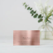 Minimal Stahl Kupfer Pink Gold Delikate Script Vip Visitenkarte (Stehend Vorderseite)