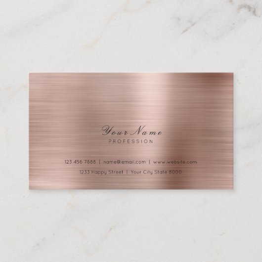Minimal Stahl Kupfer Pink Gold Delikate Script Vip Visitenkarte (Vorderseite)