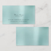Minimal Steel Pearly Aqua Delicate Script Vip Visitenkarte (Vorne/Hinten)
