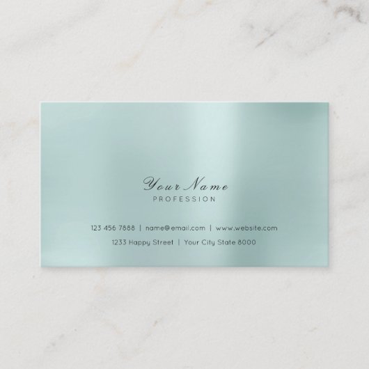 Minimal Steel Pearly Aqua Delicate Script Vip Visitenkarte (Vorderseite)