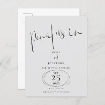 Minimal Stift uns in Script gray Save the Date