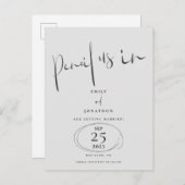 Minimal Stift uns in Script gray Save the Date Ankündigungspostkarte (Vorne/Hinten)