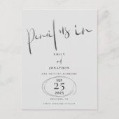 Minimal Stift uns in Script gray Save the Date Ankündigungspostkarte (Vorderseite)