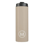 Minimal stilvolle Beige Monogram Travel Mug Thermosbecher (Vorderseite)