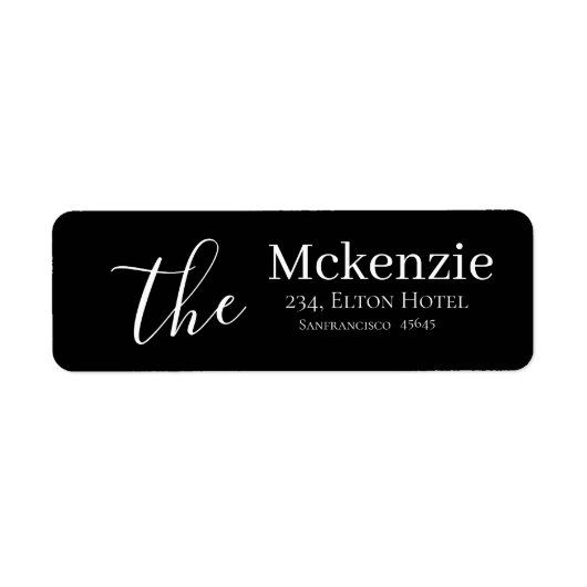 Minimal stilvolle schwarz-elegante Adressetikett (Vorne)