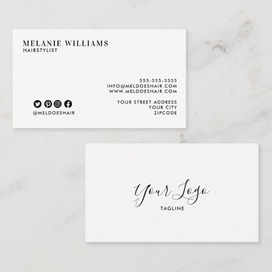 Minimal stilvolles Design der Visitenkarte (Vorne/Hinten)