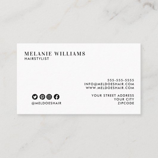 Minimal stilvolles Design der Visitenkarte (Vorderseite)