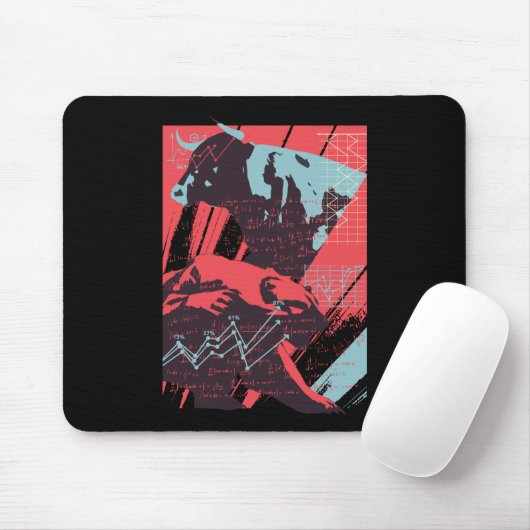 Minimal Stock Market Bull Bear Chart Mousepad (Mit Mouse)
