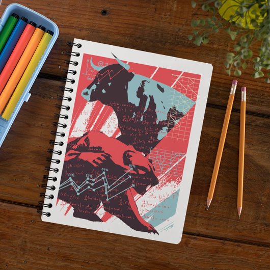 Minimal Stock Market Bull Bear Chart Notizblock