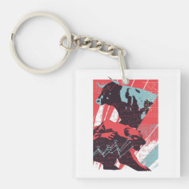 Minimal Stock Market Bull Bear Chart Schlüsselanhänger