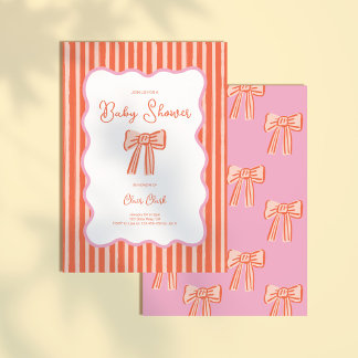 Minimal Stripe Italian Girl Baby Shower Invitation Einladung